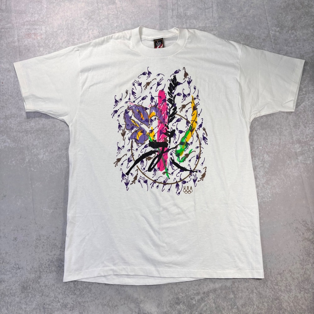 Vintage 1992 USA Olympics JC Penney Abstract Graphic T-Shirt XL Made in USA